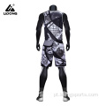 Camisa de equipe de uniforme de basquete masculino e shorts